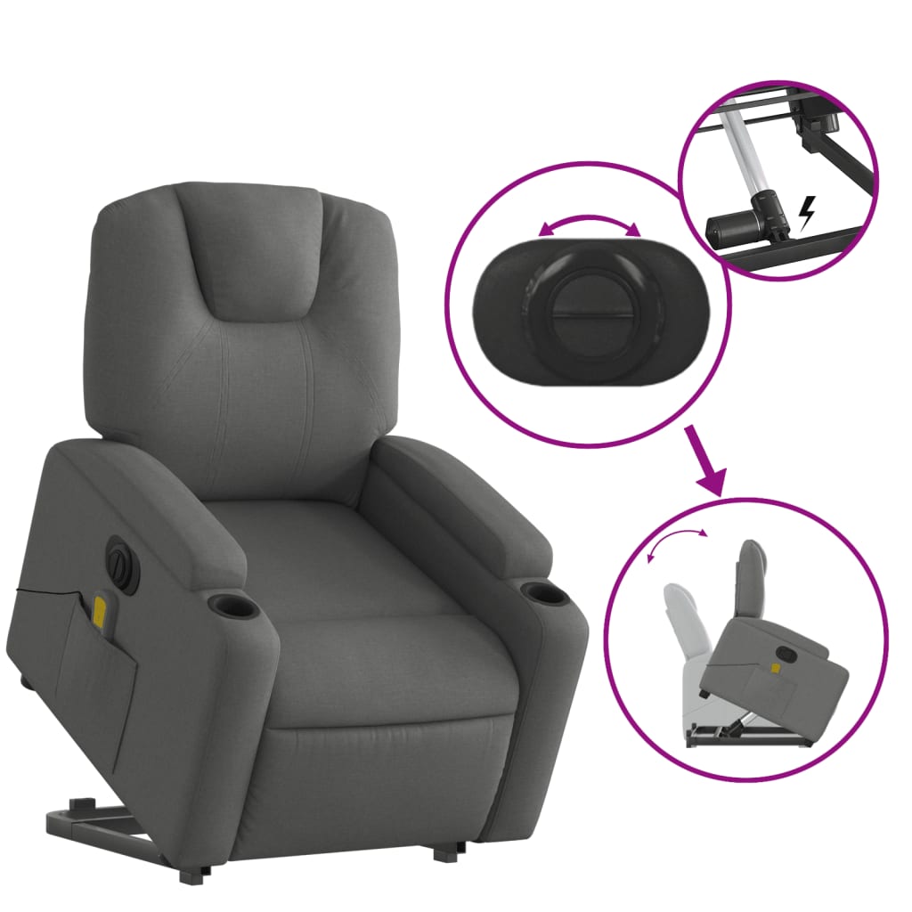 Sta-op-massagestoel elektrisch verstelbaar stof donkergrijs is nu te koop bij PeponiXL, paradijselijk wonen!