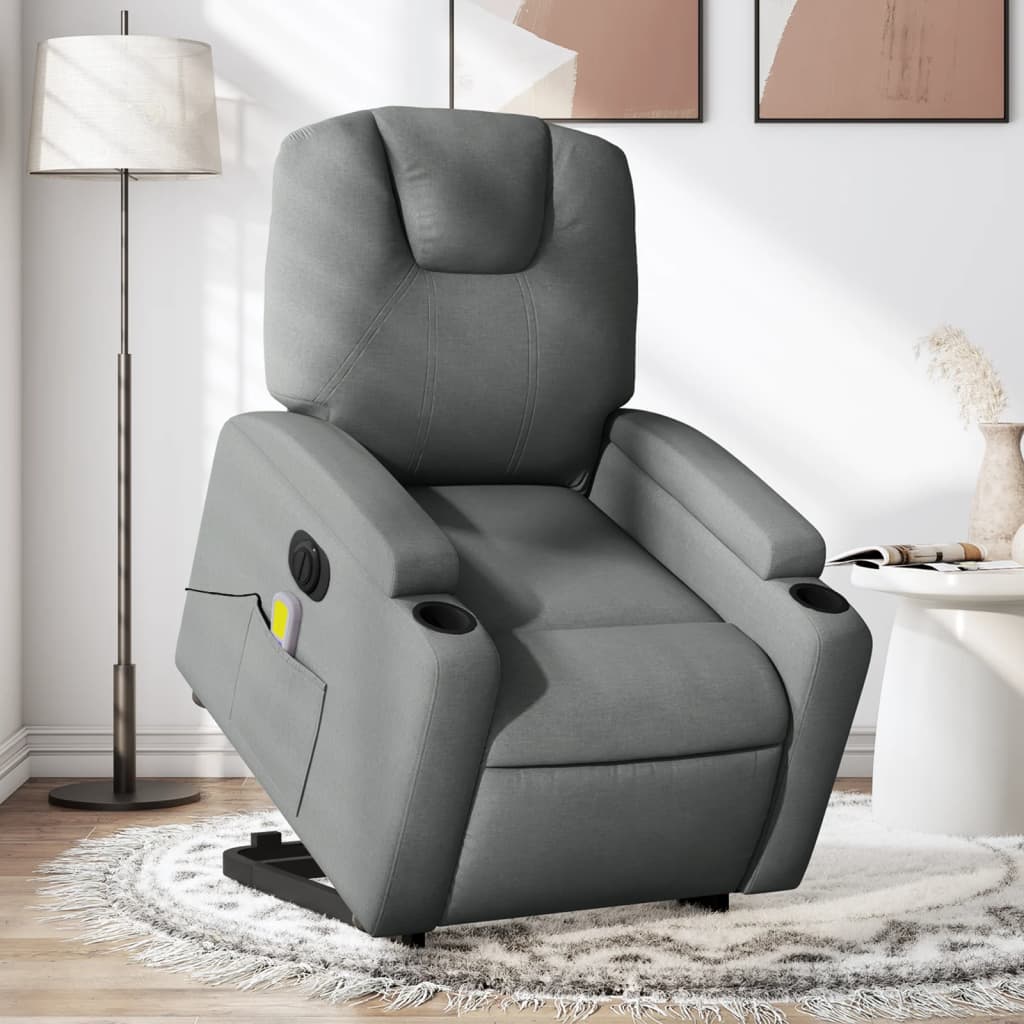 Sta-op-massagestoel elektrisch verstelbaar stof donkergrijs is nu te koop bij PeponiXL, paradijselijk wonen!