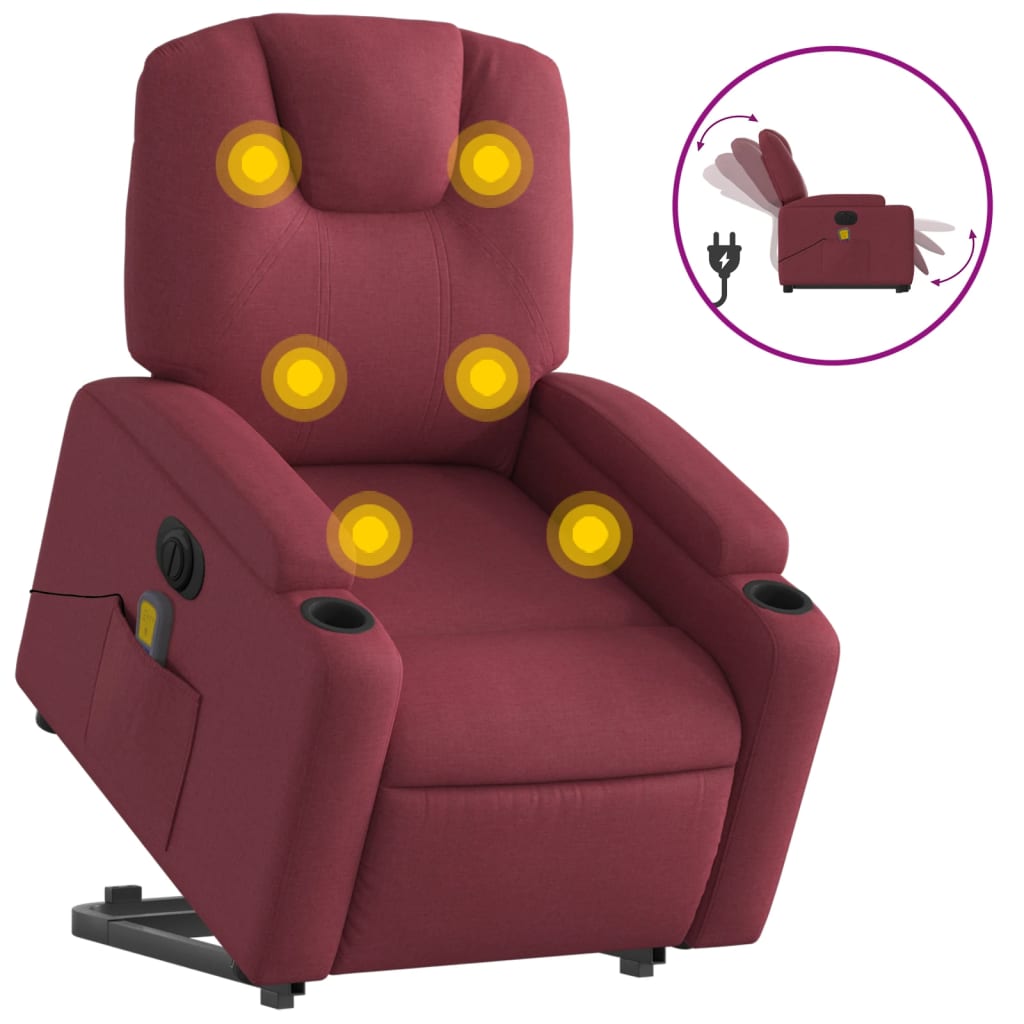 Sta-op-massagestoel elektrisch verstelbaar stof wijnrood is nu te koop bij PeponiXL, paradijselijk wonen!