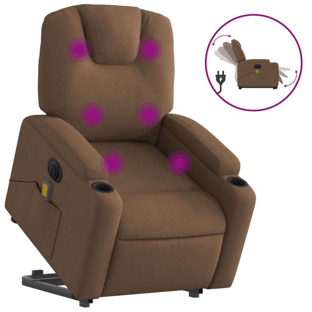 Sta-op-massagestoel elektrisch verstelbaar stof bruin is nu te koop bij PeponiXL, paradijselijk wonen!