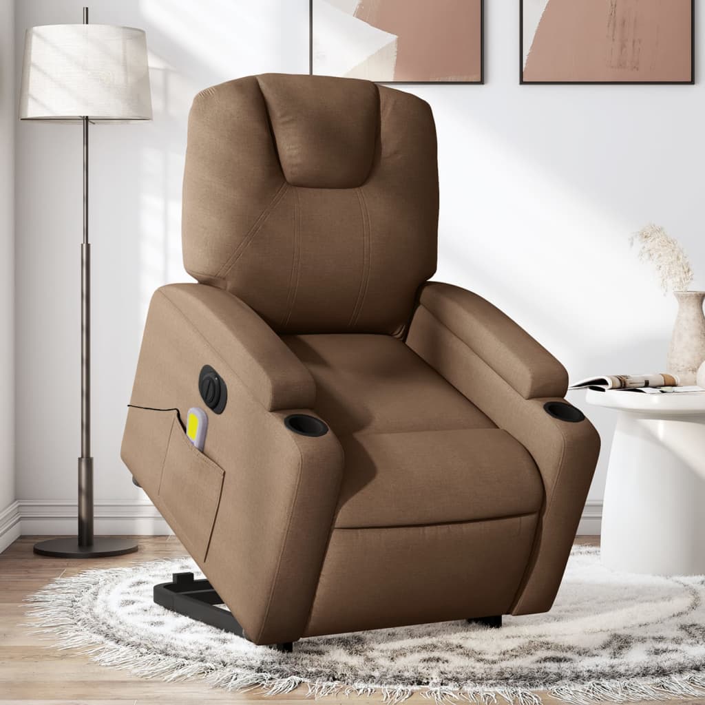 Sta-op-massagestoel elektrisch verstelbaar stof bruin is nu te koop bij PeponiXL, paradijselijk wonen!