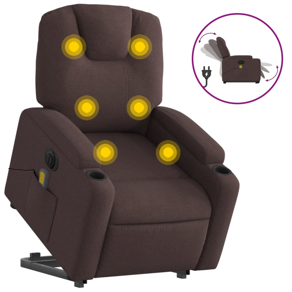 Sta-op-massagestoel elektrisch verstelbaar stof donkerbruin is nu te koop bij PeponiXL, paradijselijk wonen!