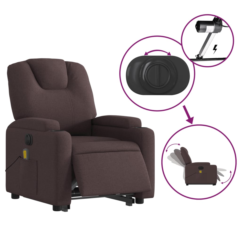 Sta-op-massagestoel elektrisch verstelbaar stof donkerbruin is nu te koop bij PeponiXL, paradijselijk wonen!