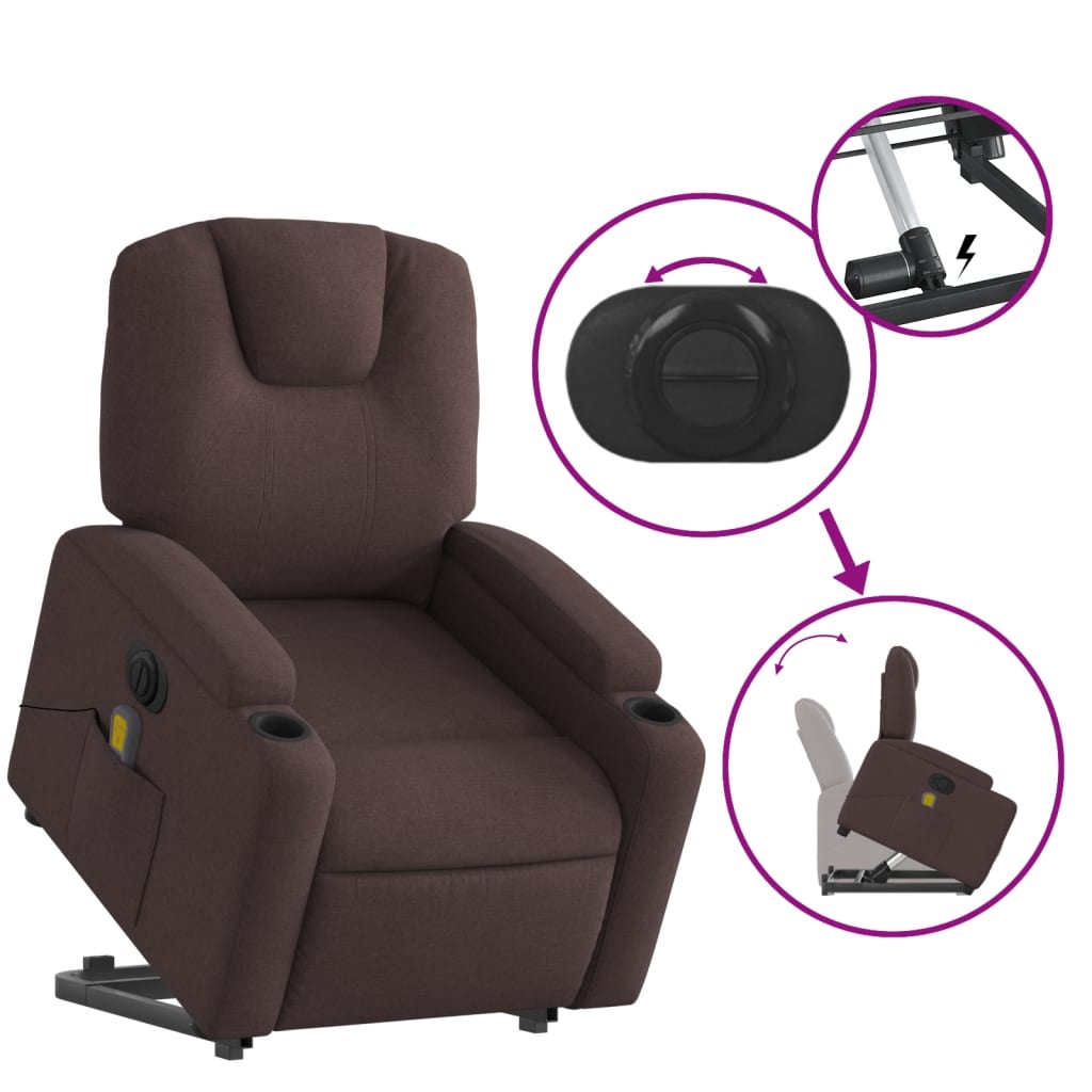 Sta-op-massagestoel elektrisch verstelbaar stof donkerbruin is nu te koop bij PeponiXL, paradijselijk wonen!