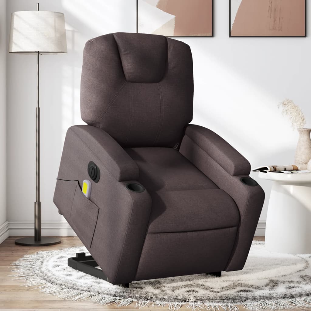 Sta-op-massagestoel elektrisch verstelbaar stof donkerbruin is nu te koop bij PeponiXL, paradijselijk wonen!