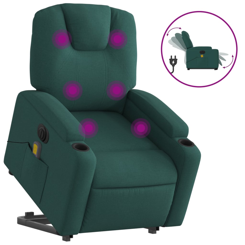 Sta-op-massagestoel elektrisch verstelbaar stof donkergroen is nu te koop bij PeponiXL, paradijselijk wonen!