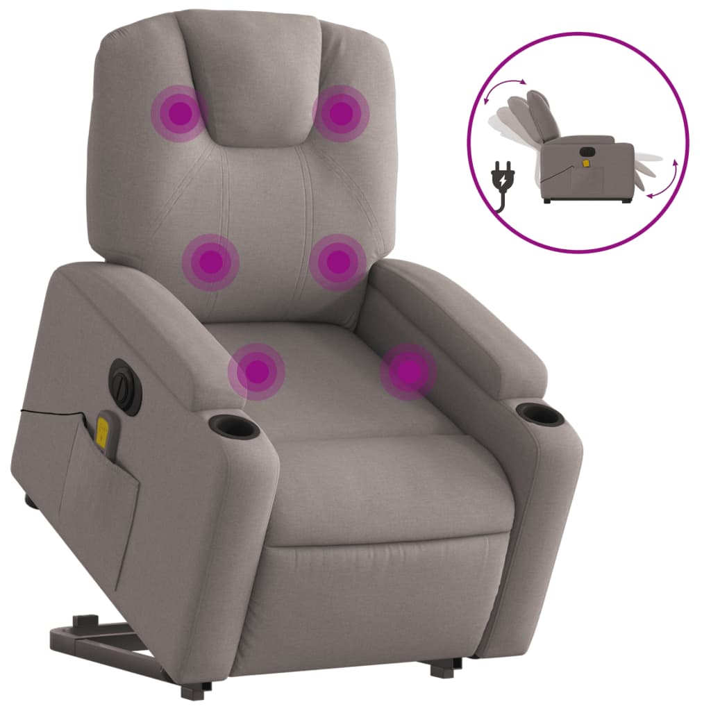 Sta-op-massagestoel elektrisch verstelbaar stof taupe is nu te koop bij PeponiXL, paradijselijk wonen!