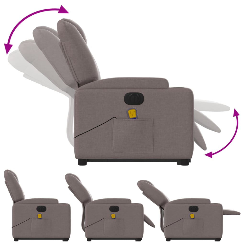Sta-op-massagestoel elektrisch verstelbaar stof taupe is nu te koop bij PeponiXL, paradijselijk wonen!
