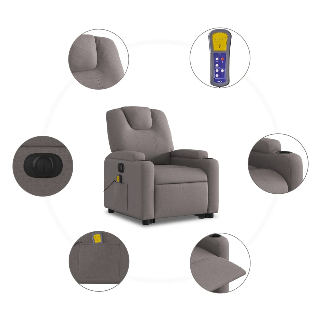 Sta-op-massagestoel elektrisch verstelbaar stof taupe is nu te koop bij PeponiXL, paradijselijk wonen!
