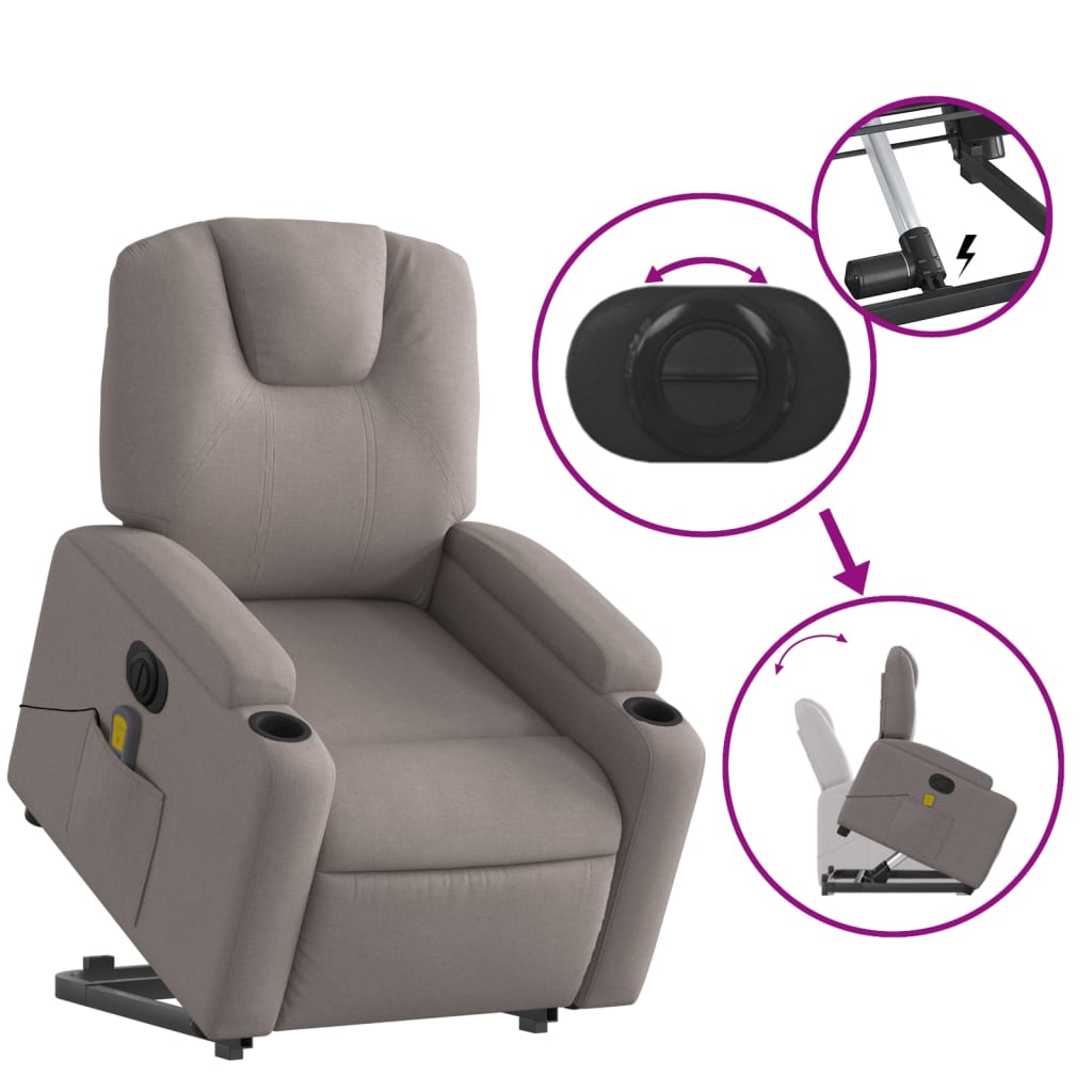 Sta-op-massagestoel elektrisch verstelbaar stof taupe is nu te koop bij PeponiXL, paradijselijk wonen!
