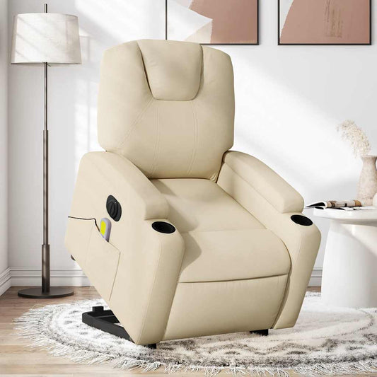 Sta-op-massagestoel elektrisch verstelbaar stof crèmekleurig is nu te koop bij PeponiXL, paradijselijk wonen!