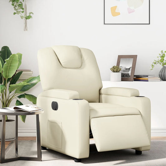 Fauteuil elektrisch verstelbaar kunstleer crèmekleurig is nu te koop bij PeponiXL, paradijselijk wonen!
