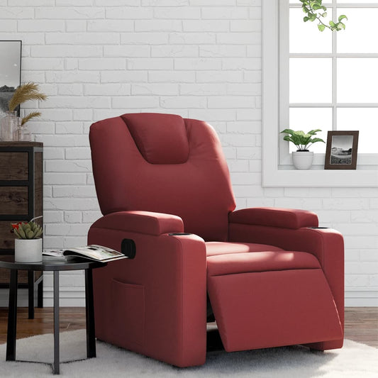 Fauteuil verstelbaar elektrisch kunstleer wijnrood is nu te koop bij PeponiXL, paradijselijk wonen!
