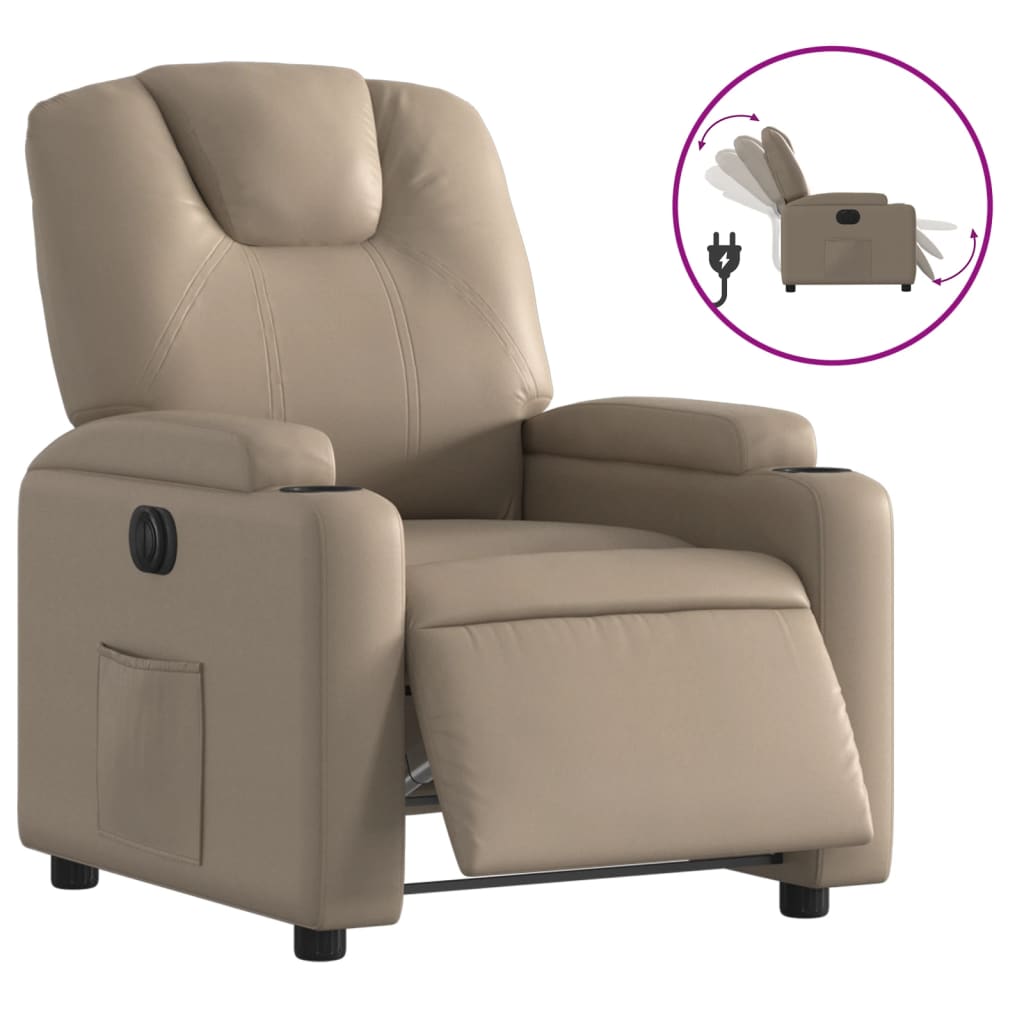Fauteuil verstelbaar elektrisch kunstleer cappuccinokleurig is nu te koop bij PeponiXL, paradijselijk wonen!