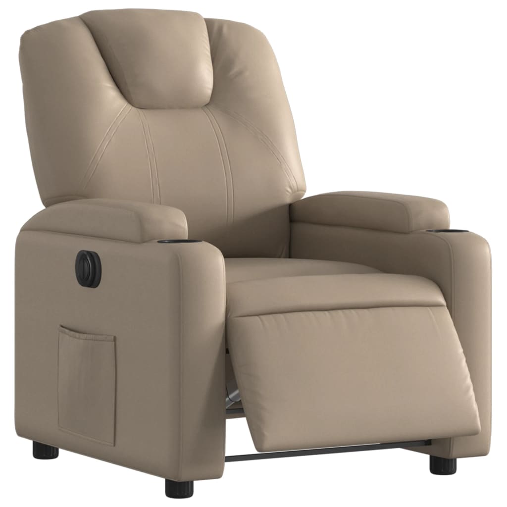Fauteuil verstelbaar elektrisch kunstleer cappuccinokleurig is nu te koop bij PeponiXL, paradijselijk wonen!
