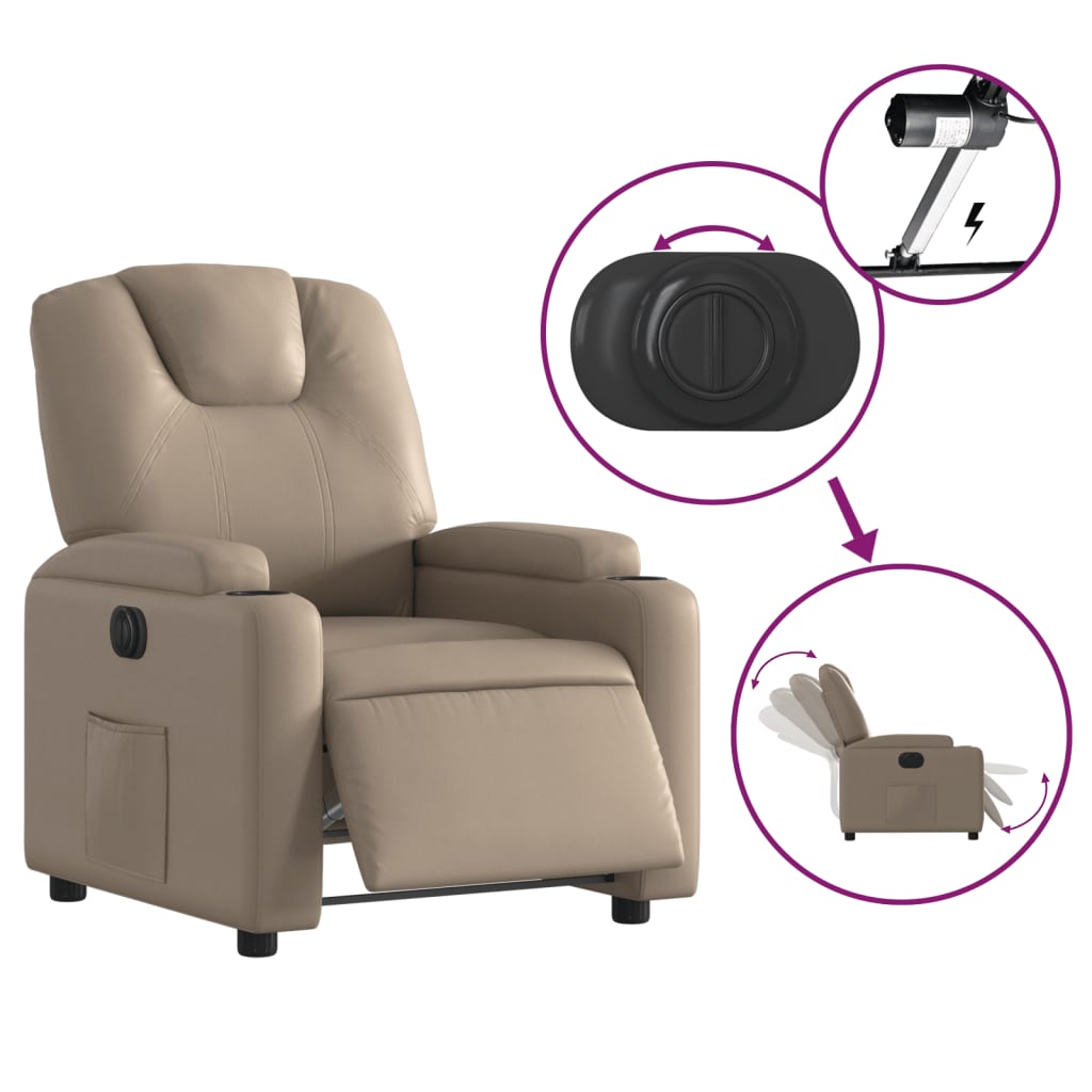 Fauteuil verstelbaar elektrisch kunstleer cappuccinokleurig is nu te koop bij PeponiXL, paradijselijk wonen!