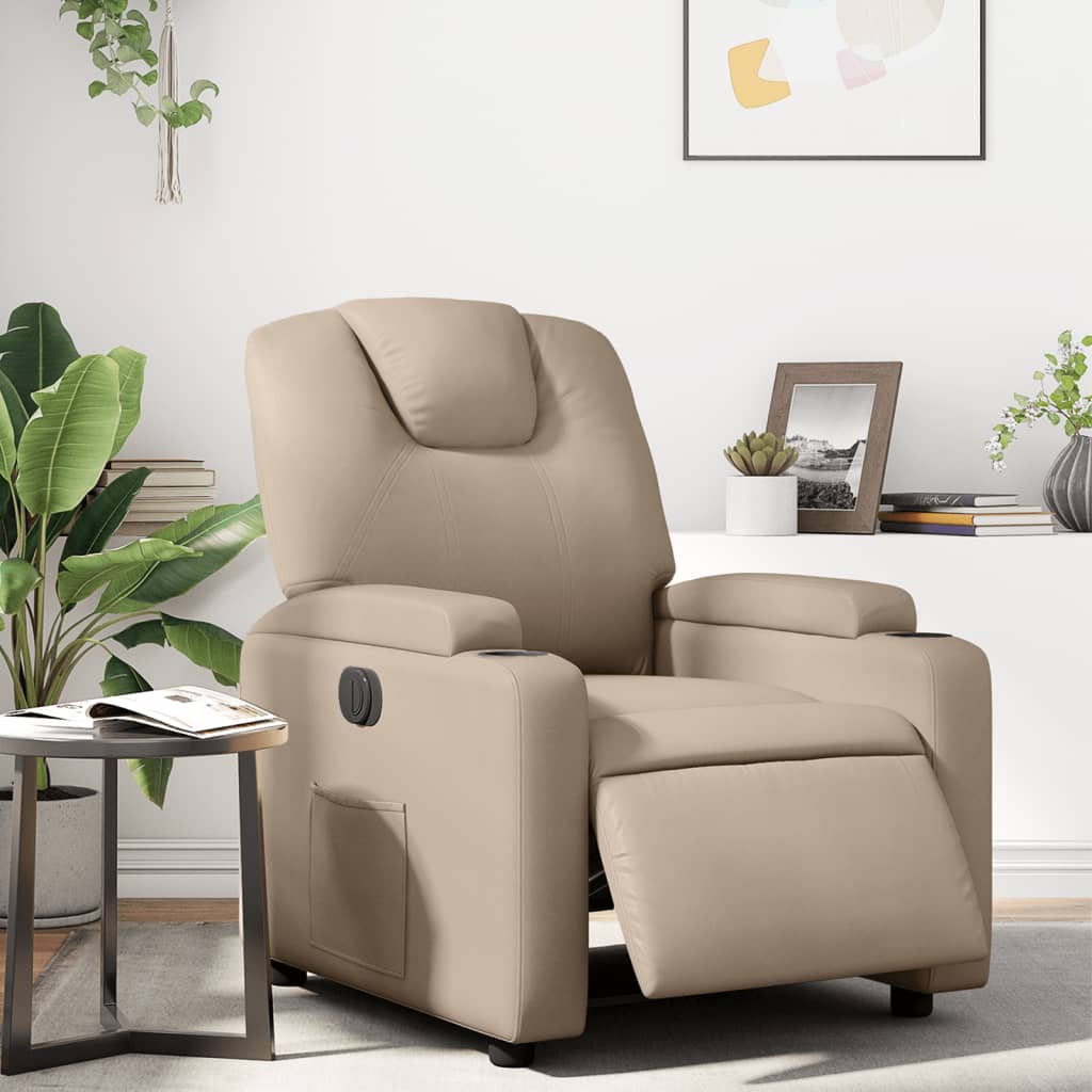 Fauteuil verstelbaar elektrisch kunstleer cappuccinokleurig is nu te koop bij PeponiXL, paradijselijk wonen!