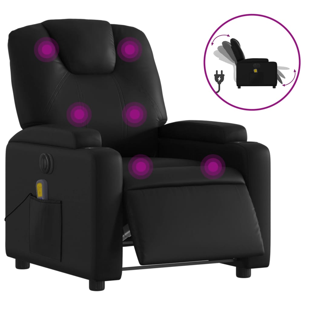Massagestoel verstelbaar elektrisch kunstleer zwart is nu te koop bij PeponiXL, paradijselijk wonen!