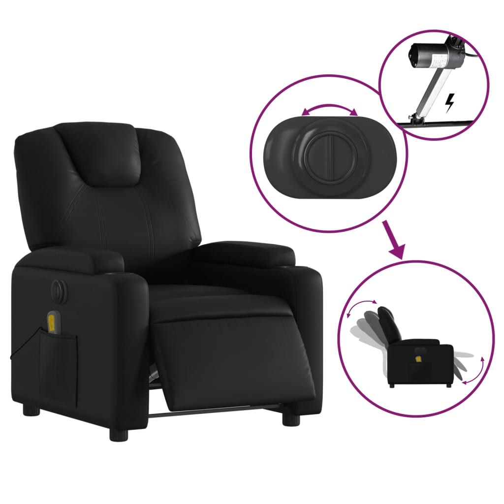 Massagestoel verstelbaar elektrisch kunstleer zwart is nu te koop bij PeponiXL, paradijselijk wonen!
