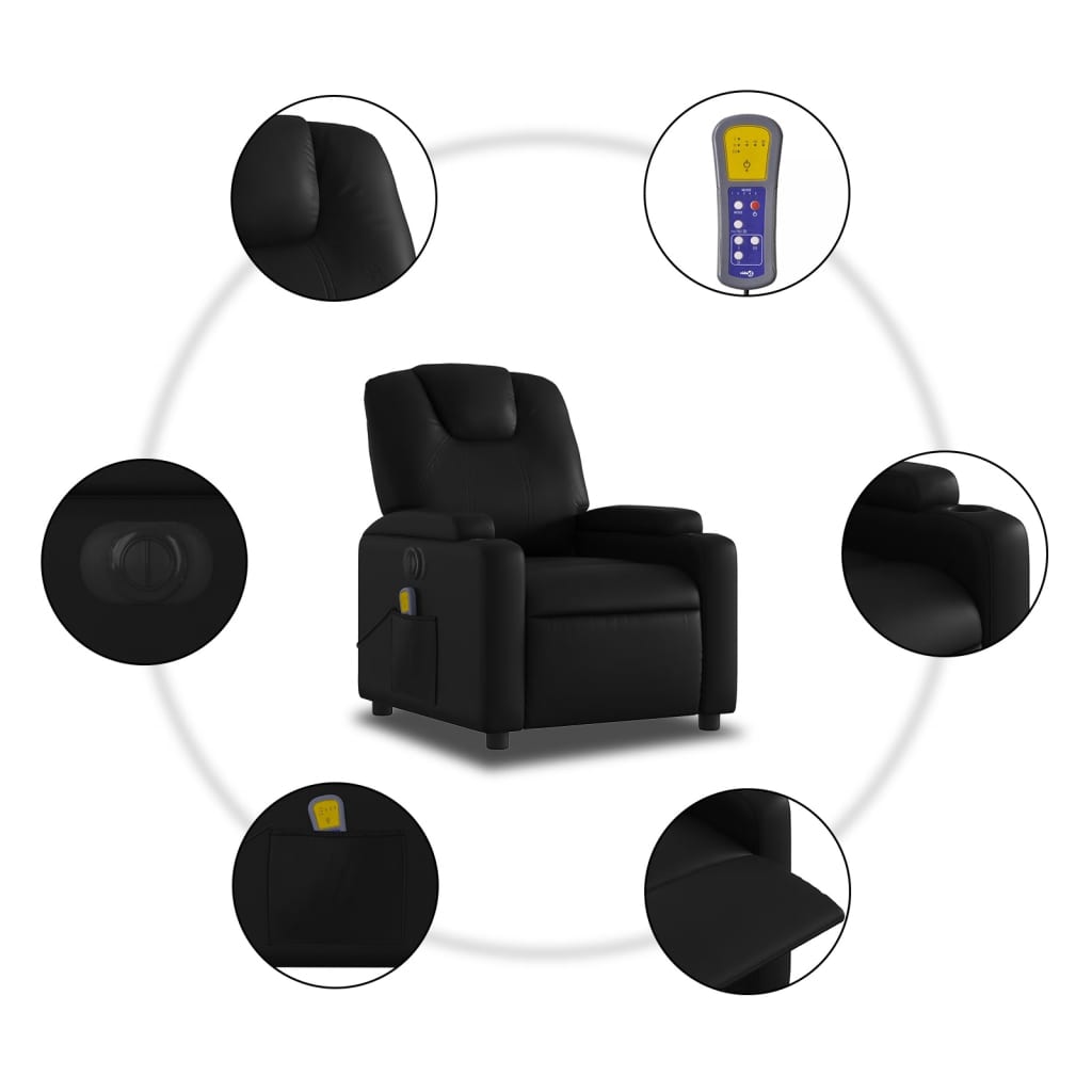 Massagestoel verstelbaar elektrisch kunstleer zwart is nu te koop bij PeponiXL, paradijselijk wonen!