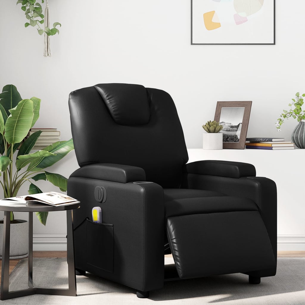 Massagestoel verstelbaar elektrisch kunstleer zwart is nu te koop bij PeponiXL, paradijselijk wonen!