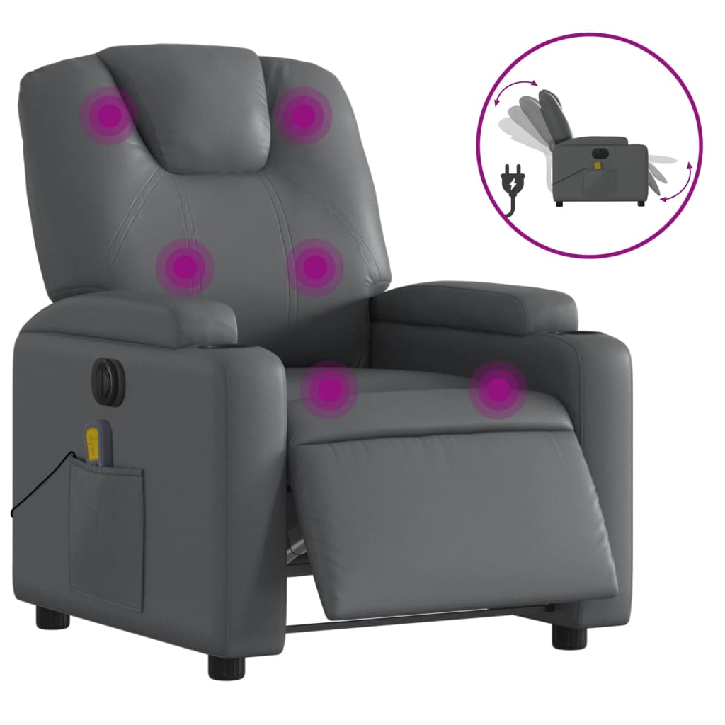Massagestoel verstelbaar elektrisch kunstleer grijs is nu te koop bij PeponiXL, paradijselijk wonen!