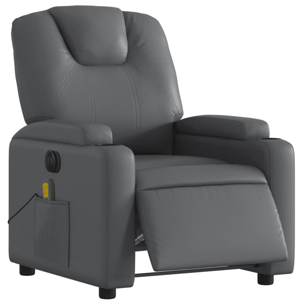 Massagestoel verstelbaar elektrisch kunstleer grijs is nu te koop bij PeponiXL, paradijselijk wonen!