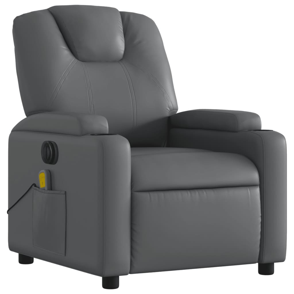Massagestoel verstelbaar elektrisch kunstleer grijs is nu te koop bij PeponiXL, paradijselijk wonen!