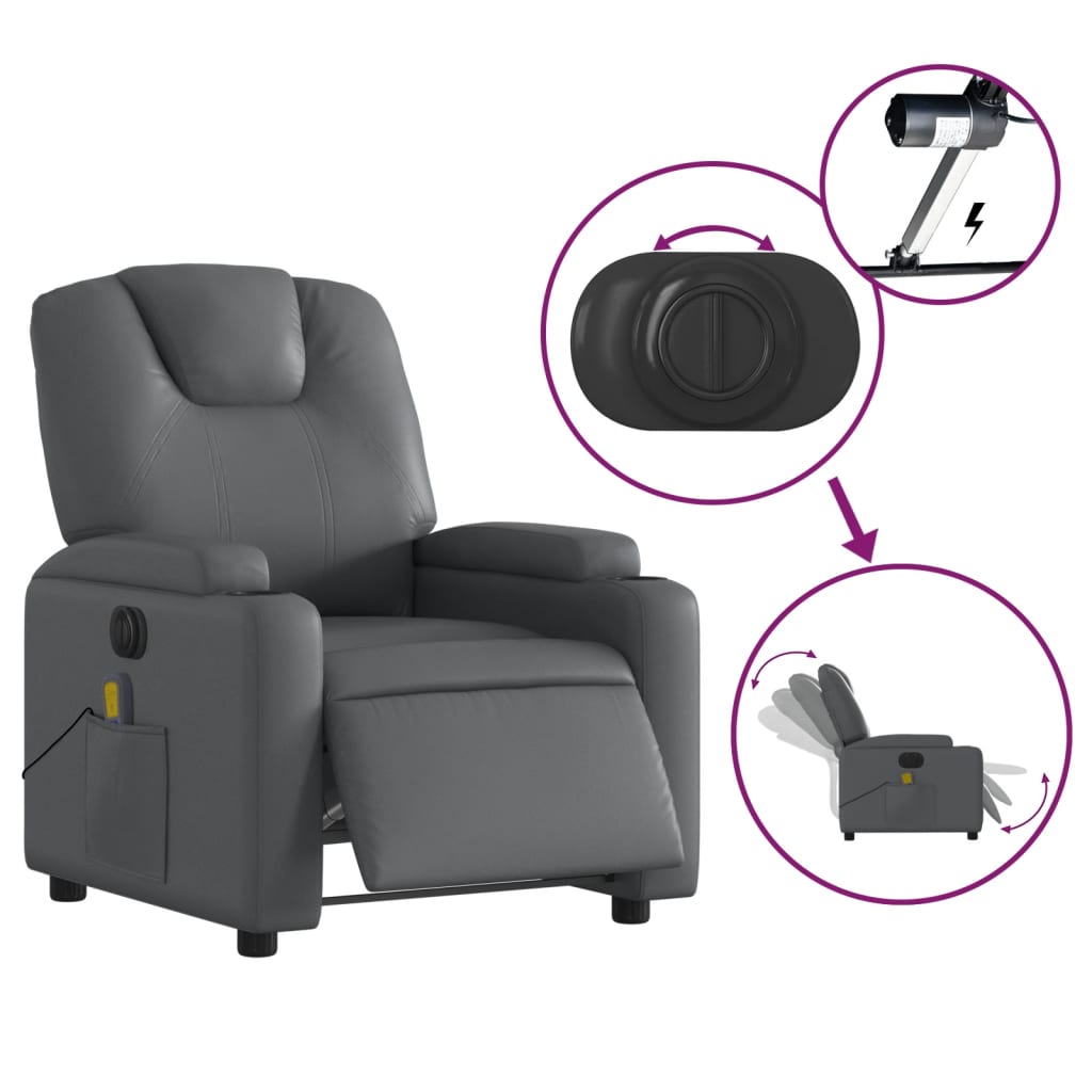 Massagestoel verstelbaar elektrisch kunstleer grijs is nu te koop bij PeponiXL, paradijselijk wonen!