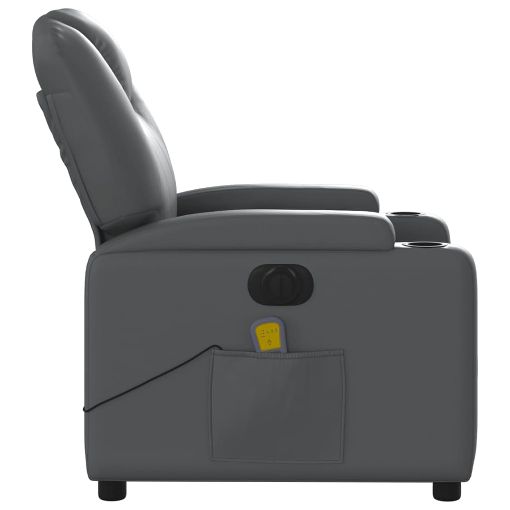 Massagestoel verstelbaar elektrisch kunstleer grijs is nu te koop bij PeponiXL, paradijselijk wonen!