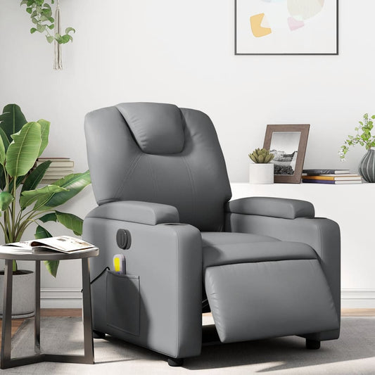Massagestoel verstelbaar elektrisch kunstleer grijs is nu te koop bij PeponiXL, paradijselijk wonen!
