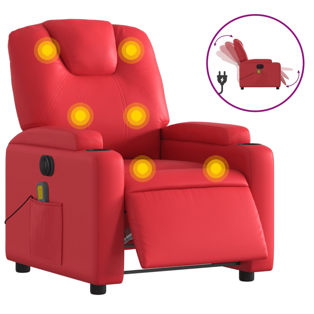 Massagestoel verstelbaar elektrisch kunstleer rood is nu te koop bij PeponiXL, paradijselijk wonen!
