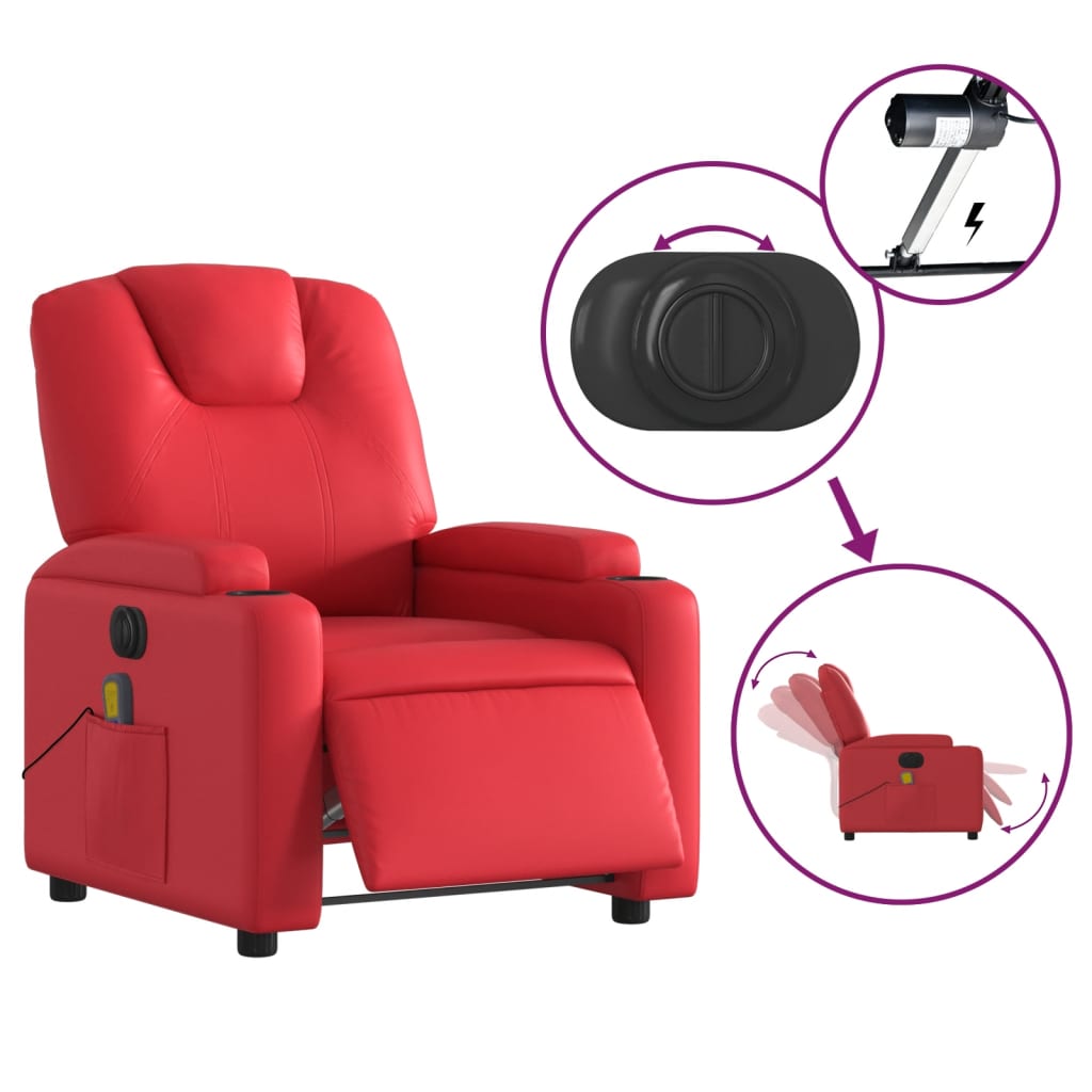 Massagestoel verstelbaar elektrisch kunstleer rood is nu te koop bij PeponiXL, paradijselijk wonen!