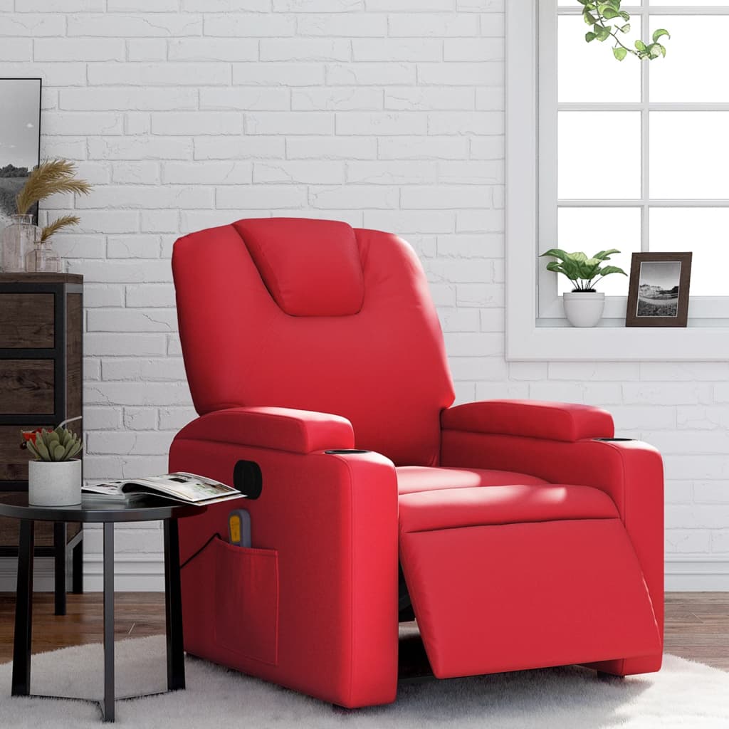 Massagestoel verstelbaar elektrisch kunstleer rood is nu te koop bij PeponiXL, paradijselijk wonen!