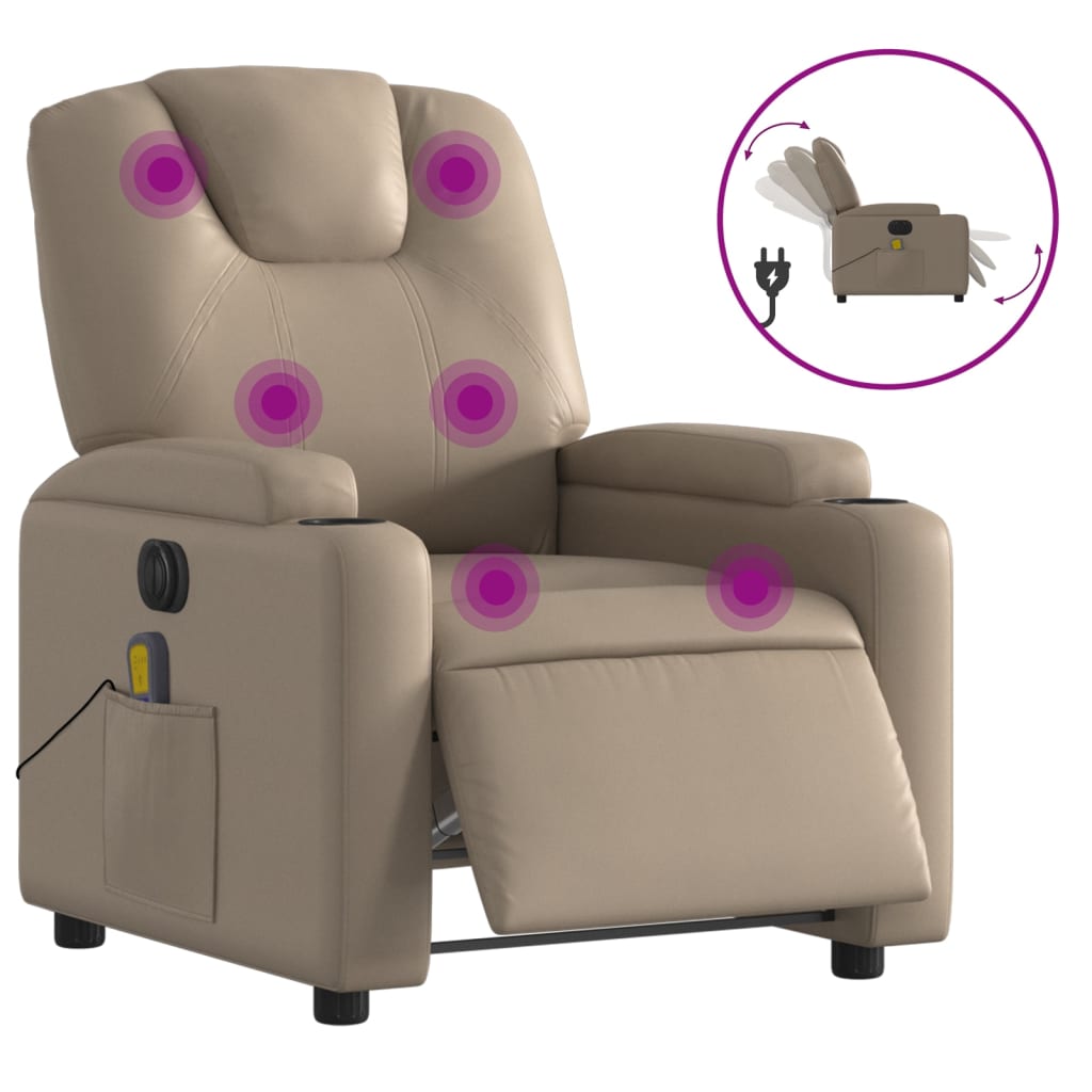 Massagestoel verstelbaar elektrisch kunstleer cappuccinokleurig is nu te koop bij PeponiXL, paradijselijk wonen!