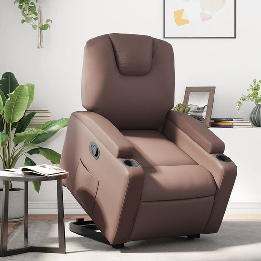 Sta-op-fauteuil verstelbaar kunstleer bruin is nu te koop bij PeponiXL, paradijselijk wonen!