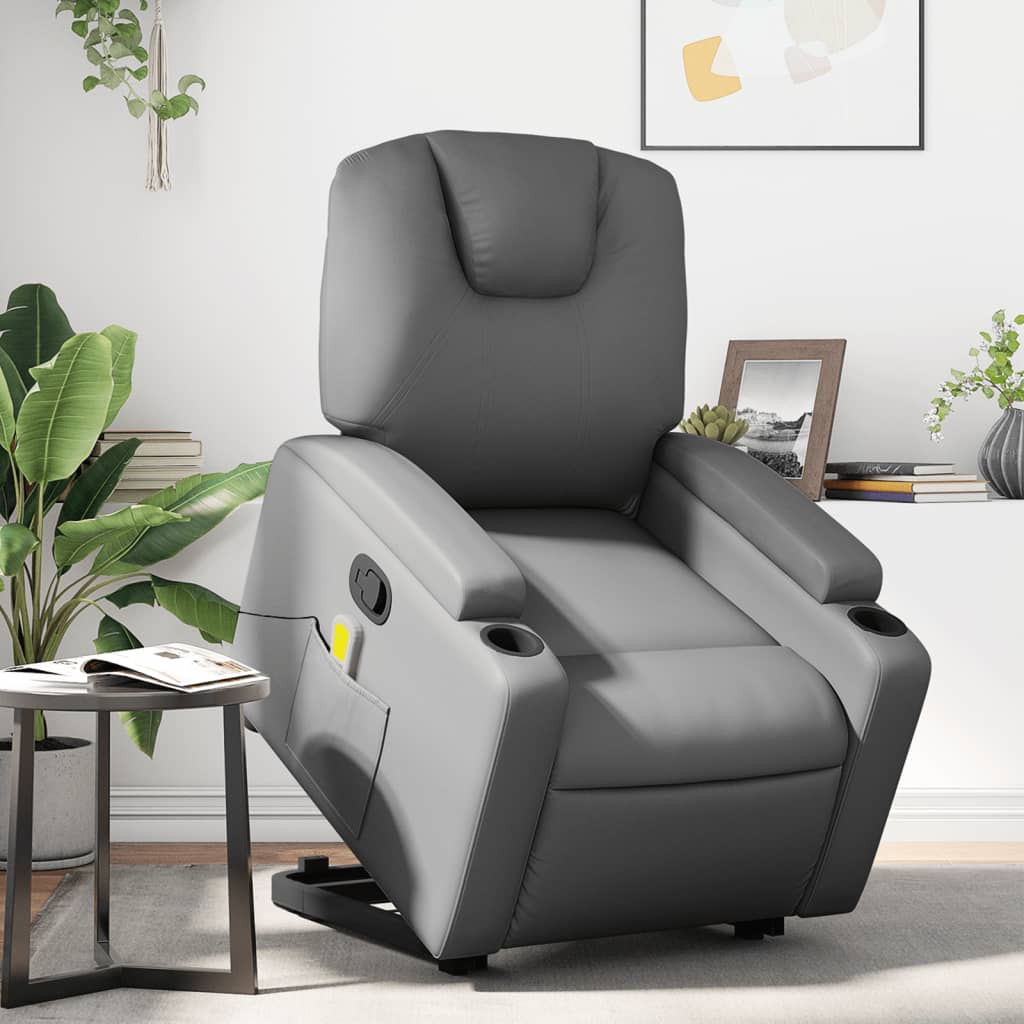 Sta-op-massagestoel verstelbaar kunstleer grijs is nu te koop bij PeponiXL, paradijselijk wonen!
