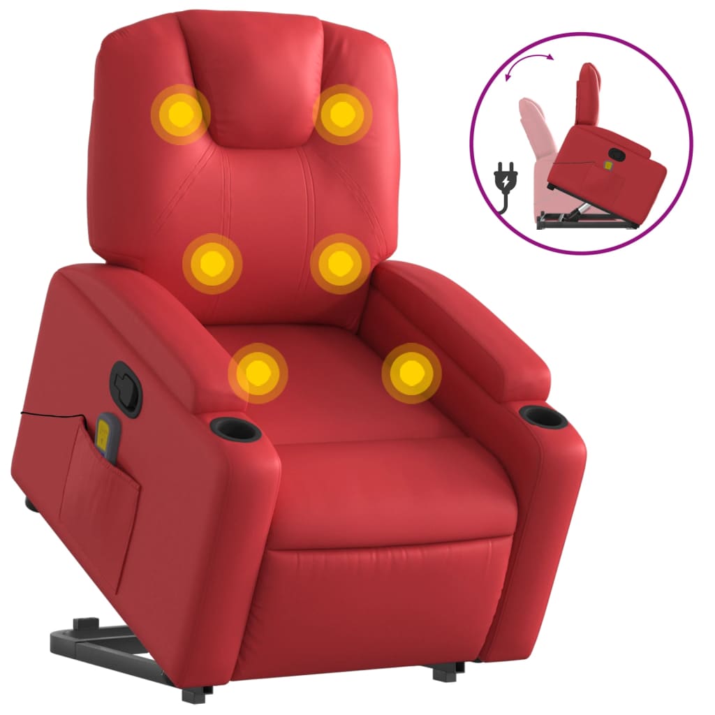 Sta-op-massagestoel verstelbaar kunstleer rood is nu te koop bij PeponiXL, paradijselijk wonen!