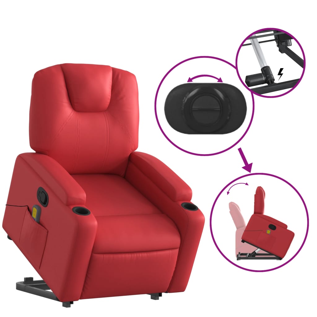 Sta-op-massagestoel verstelbaar kunstleer rood is nu te koop bij PeponiXL, paradijselijk wonen!