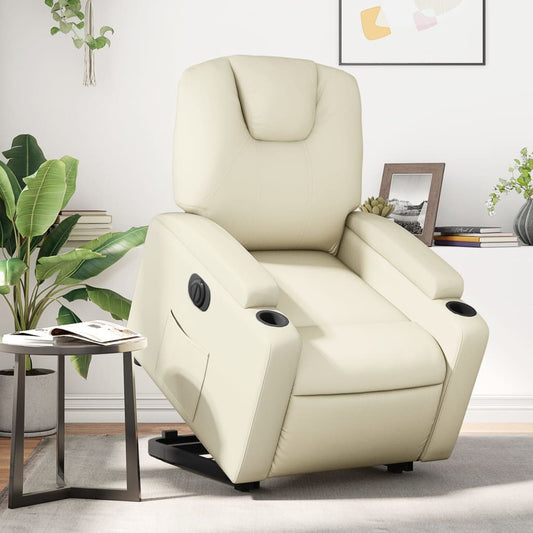 Sta-op-stoel elektrisch kunstleer crèmekleurig is nu te koop bij PeponiXL, paradijselijk wonen!