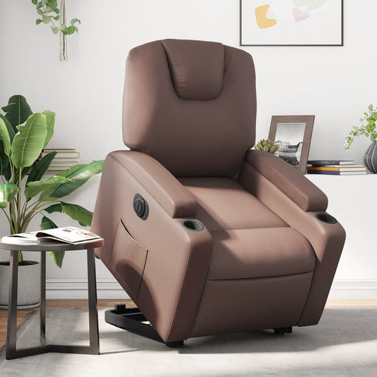 Sta-op-stoel elektrisch kunstleer bruin is nu te koop bij PeponiXL, paradijselijk wonen!