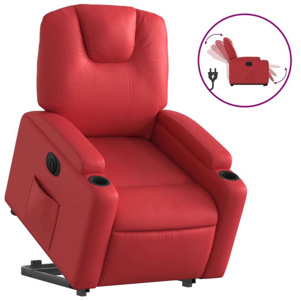 Sta-op-stoel elektrisch kunstleer rood is nu te koop bij PeponiXL, paradijselijk wonen!