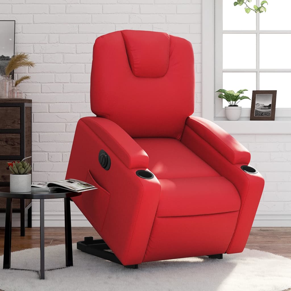 Sta-op-stoel elektrisch kunstleer rood is nu te koop bij PeponiXL, paradijselijk wonen!