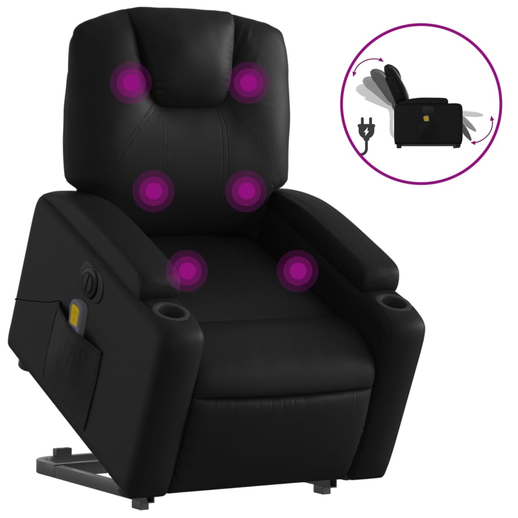 Sta-op-massagestoel elektrisch kunstleer zwart is nu te koop bij PeponiXL, paradijselijk wonen!