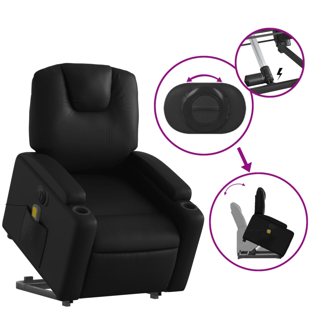 Sta-op-massagestoel elektrisch kunstleer zwart is nu te koop bij PeponiXL, paradijselijk wonen!