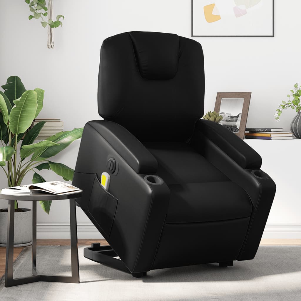 Sta-op-massagestoel elektrisch kunstleer zwart is nu te koop bij PeponiXL, paradijselijk wonen!