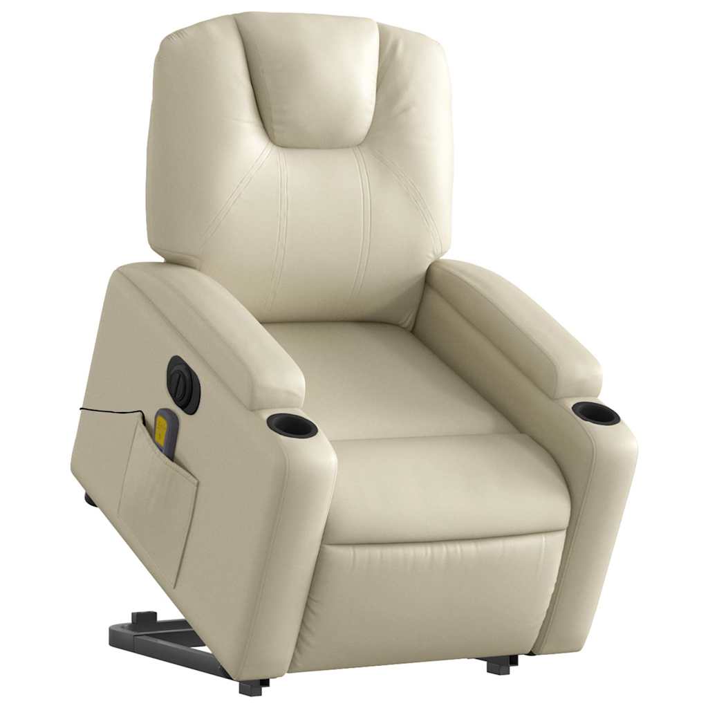 Sta-op-massagestoel elektrisch kunstleer crèmekleurig is nu te koop bij PeponiXL, paradijselijk wonen!