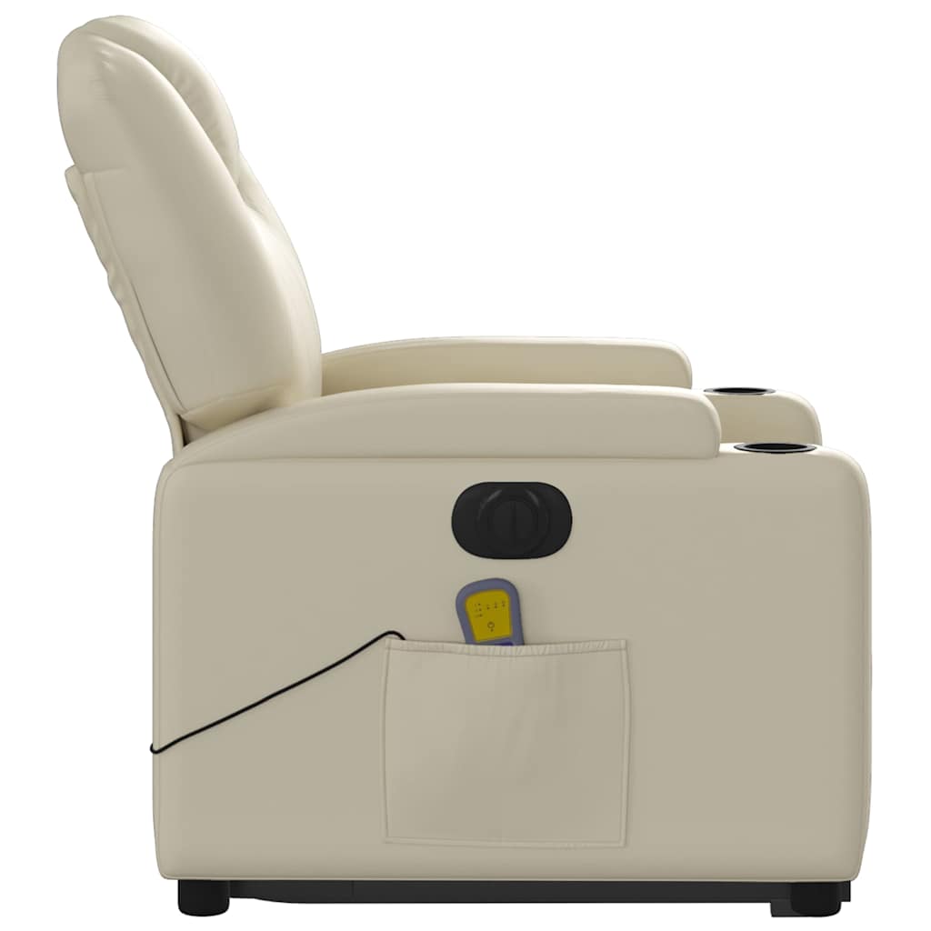 Sta-op-massagestoel elektrisch kunstleer crèmekleurig is nu te koop bij PeponiXL, paradijselijk wonen!