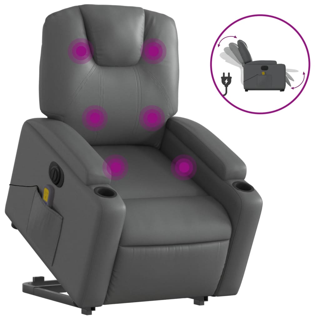 Sta-op-massagestoel elektrisch kunstleer grijs is nu te koop bij PeponiXL, paradijselijk wonen!