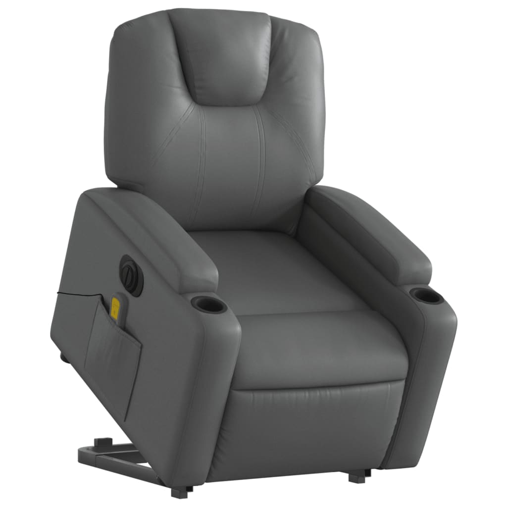 Sta-op-massagestoel elektrisch kunstleer grijs is nu te koop bij PeponiXL, paradijselijk wonen!
